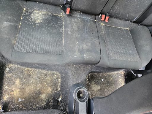 SEAT Ibiza Rear Interior Before Deep Clean SEAT Ibiza rear seats before deep interior cleaning, extraction and pet hair removal