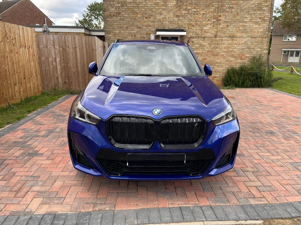 BMW iX1 after full showroom detail. BMW iX1 protected with ceramic wax after its detail in Peterborough.