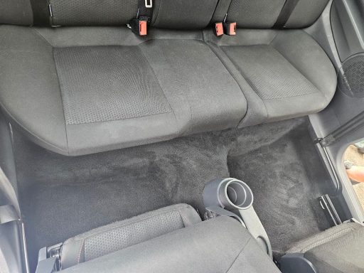 SEAT Ibiza Rear Interior After Recovery SEAT Ibiza rear seats after carpet extraction, pet hair removal and interior detailing