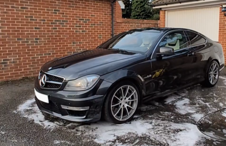 Mercedes C63 AMG Coupe after detailing in Peterborough, Mercedes C63 AMG Coupe with ceramic wax applied.